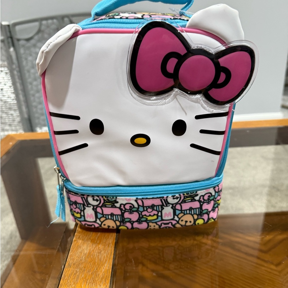 Hello Kitty Kids Lunch Bag — Dual Compartment Reusable Polyester with thermos